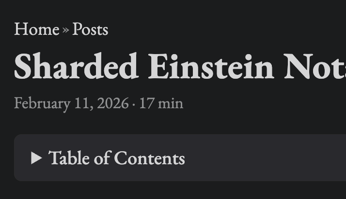 Screenshot of blog landing page